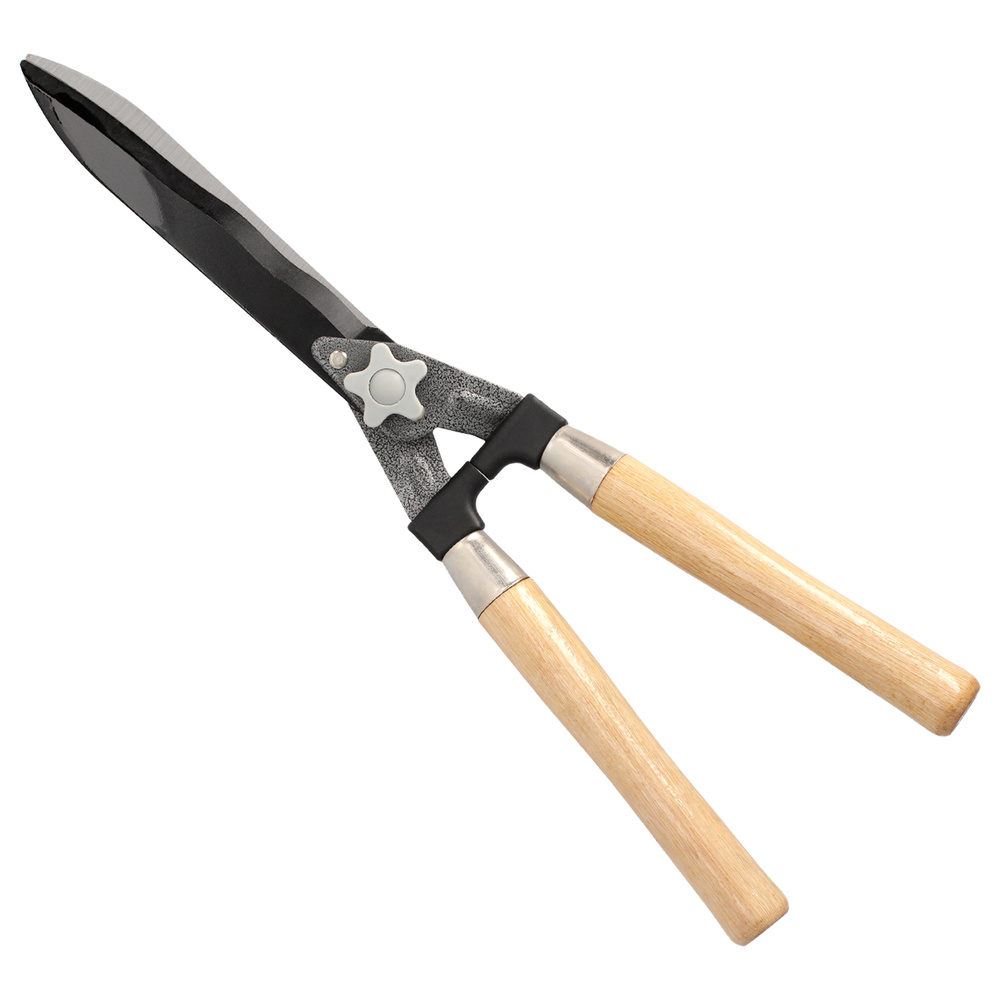 [8270382] Tijeras Podar Setos 2 Manos Mangos Madera 54 cm. Hojas Acero Antiadherente, Ajuste Corte