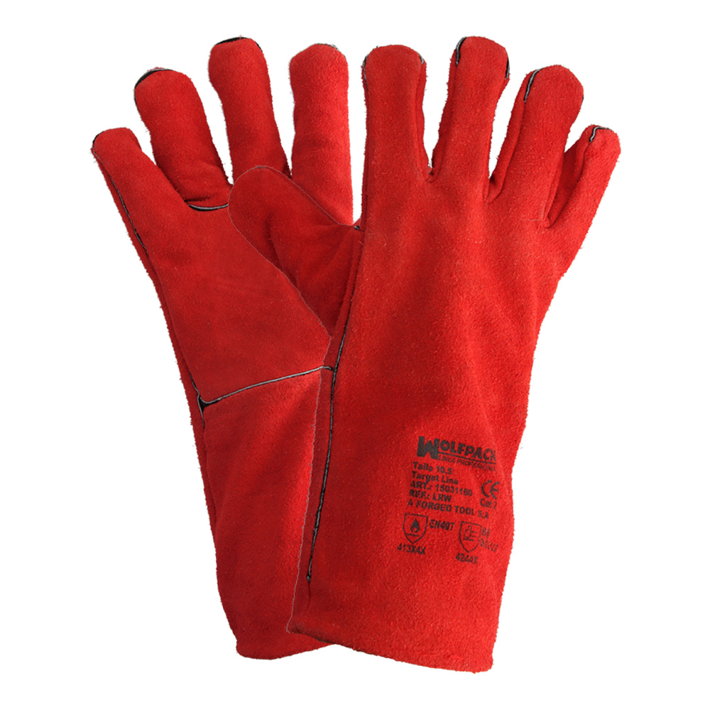 [15031150] Guantes Soldar Denso Rojo Largo (Par)