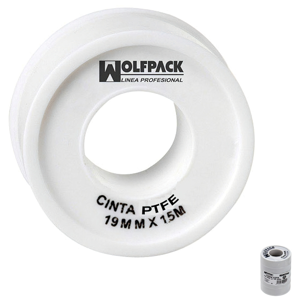 [14060013] Cinta PTFE Wolfpack 19 mm. x 50 m. Grueso. (Paquete de 5 Rollos)