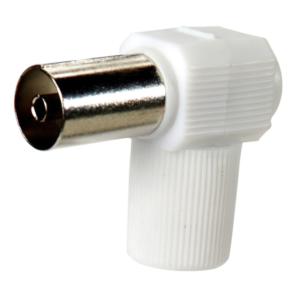 [19110180] Conector Tv Hembra Acodado 9,5 mm.