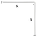 Barra Para  Cortina Ducha Universal Aluminio Blanco 80x80 cm.