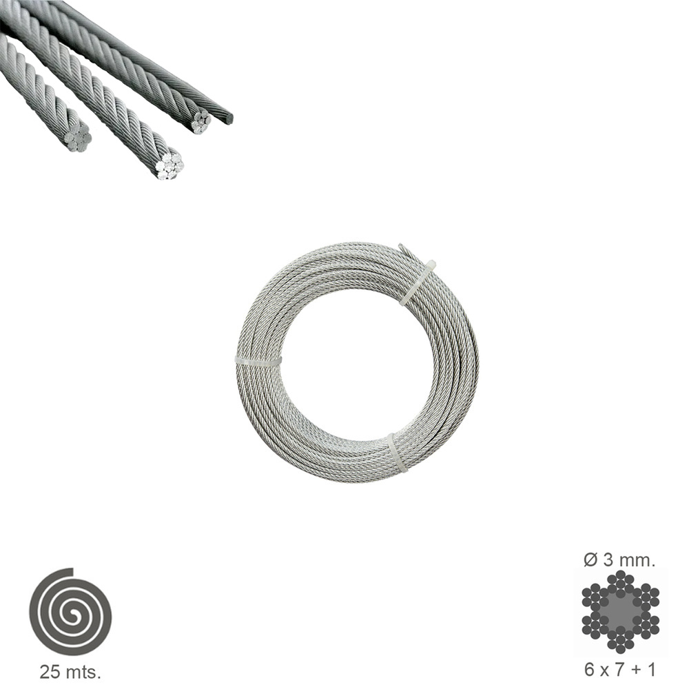 [1120105] Cable Galvanizado    3 mm. (Rollo 25 Metros) No Elevacion