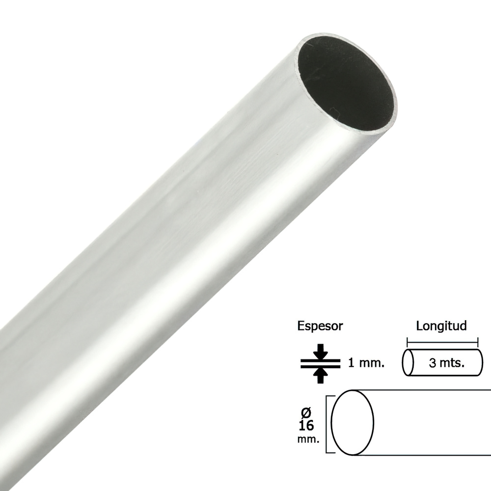 [5300059] Barra Armario Cromado Redondo 16 mm. Ø (Barra  3,0 metros)