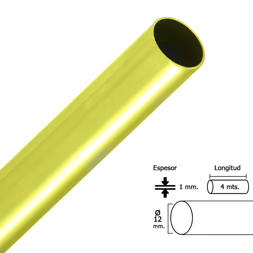 [5300075] Barra Armario Dorado Redondo 12 mm.Ø  (Barra 4,0 metros)