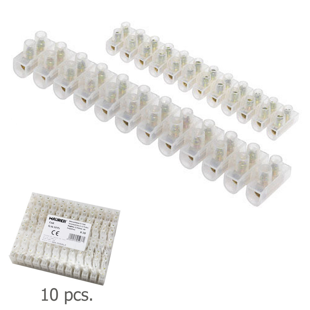 [19030026] Regleta 12 Fichas Empalme  2 A. - 2,5 mm² (Paquete 10 Regletas)