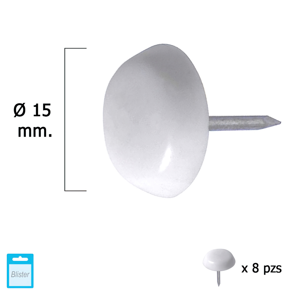 [5130100] Deslizante Pequeño Blanco Ø15 (Blister 8 Unidades)