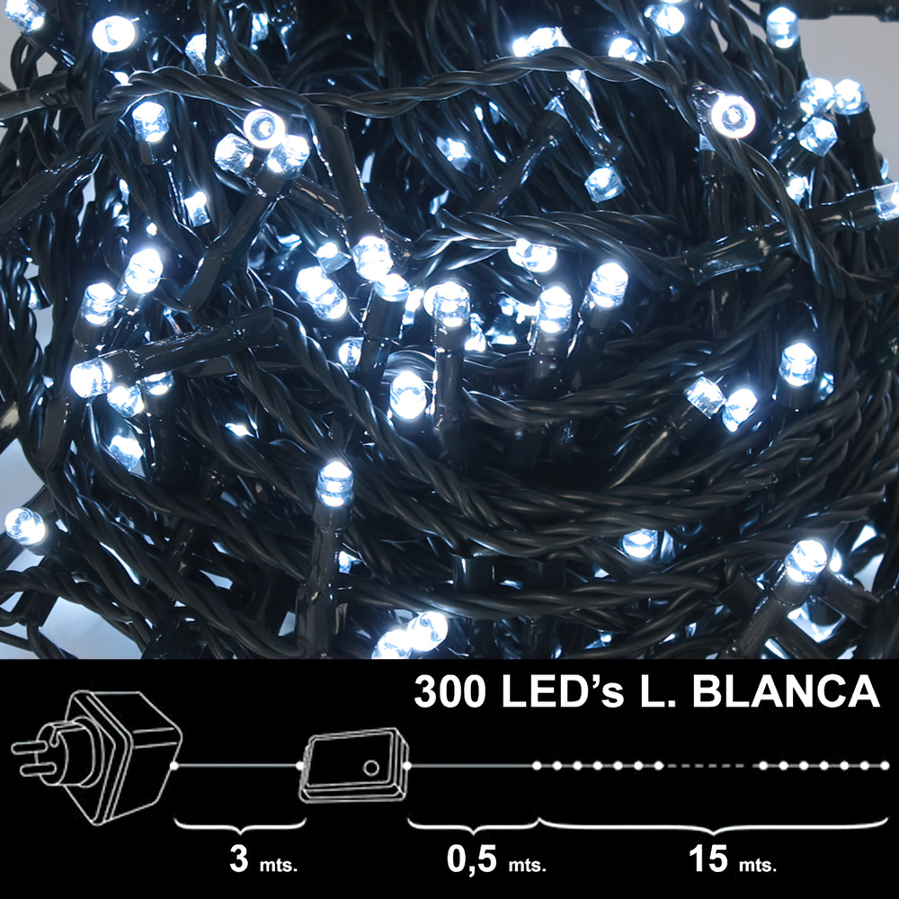 [5490050] Luces Navidad 300 Leds Luz Blanca Interior / exterior (IP44)