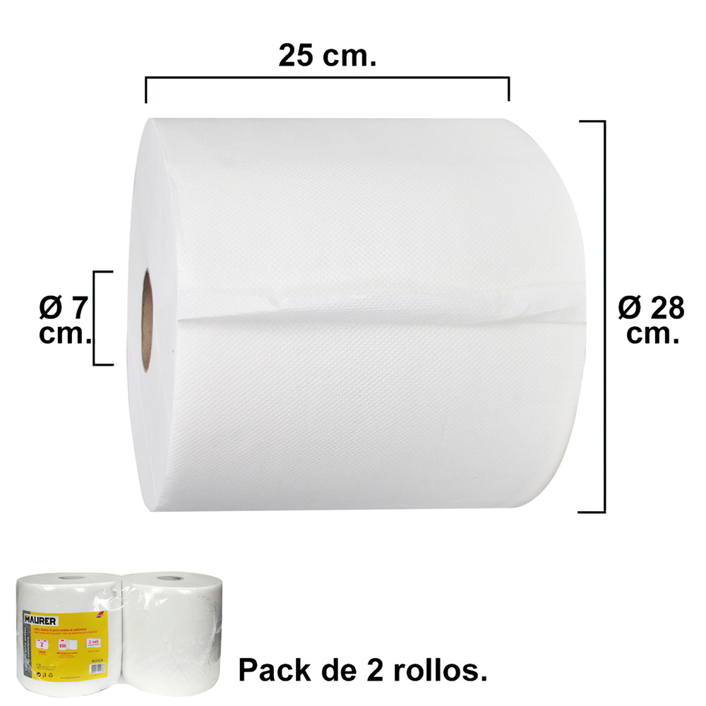 [2670080] Rollo Papel Secamanos Industrial  800 Servicios Por Rollo (2 Rollos)