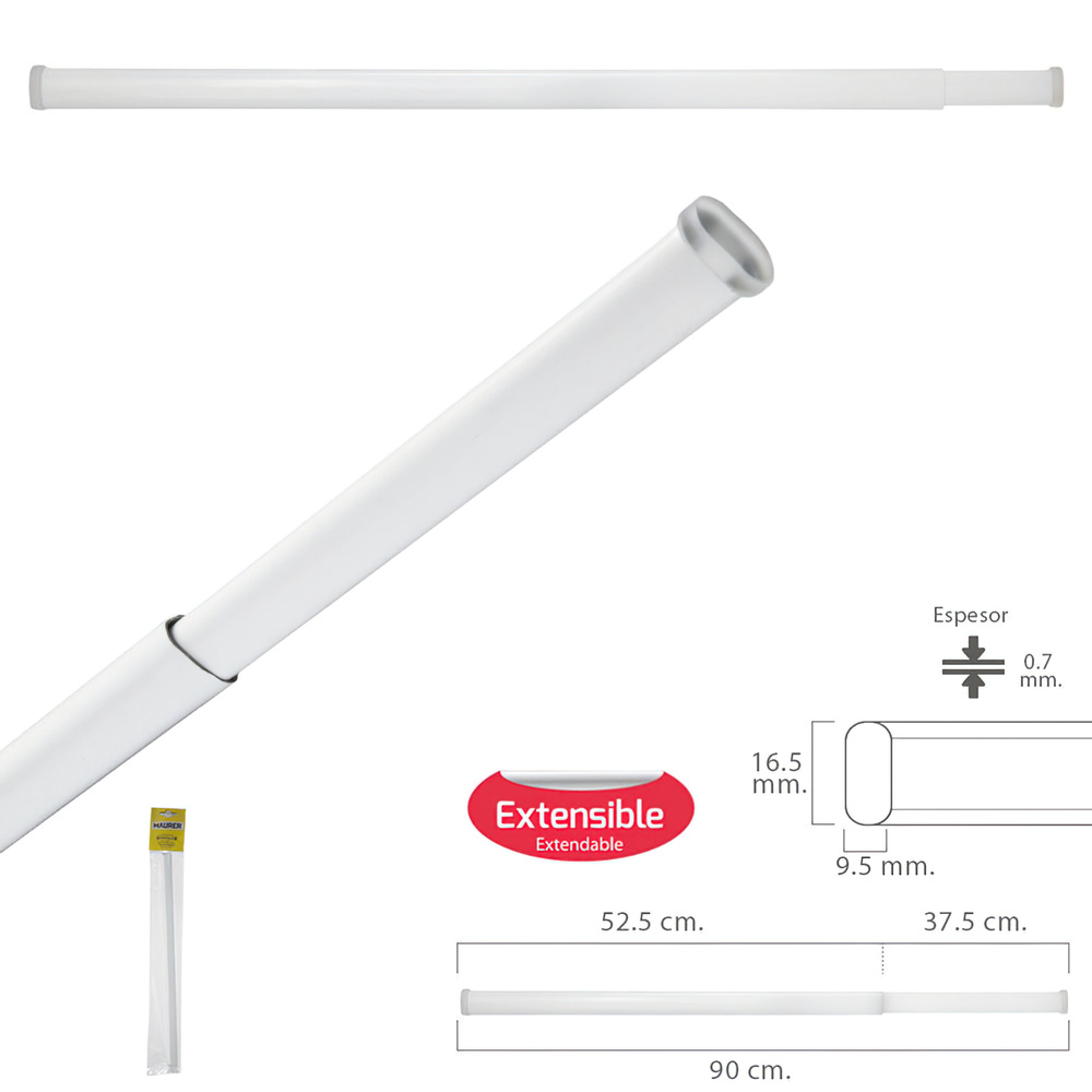 [5340003] Barra Visillo Extensible 52.5/90 cm. Con Muelle Presion Ajustable  (1 Pieza)