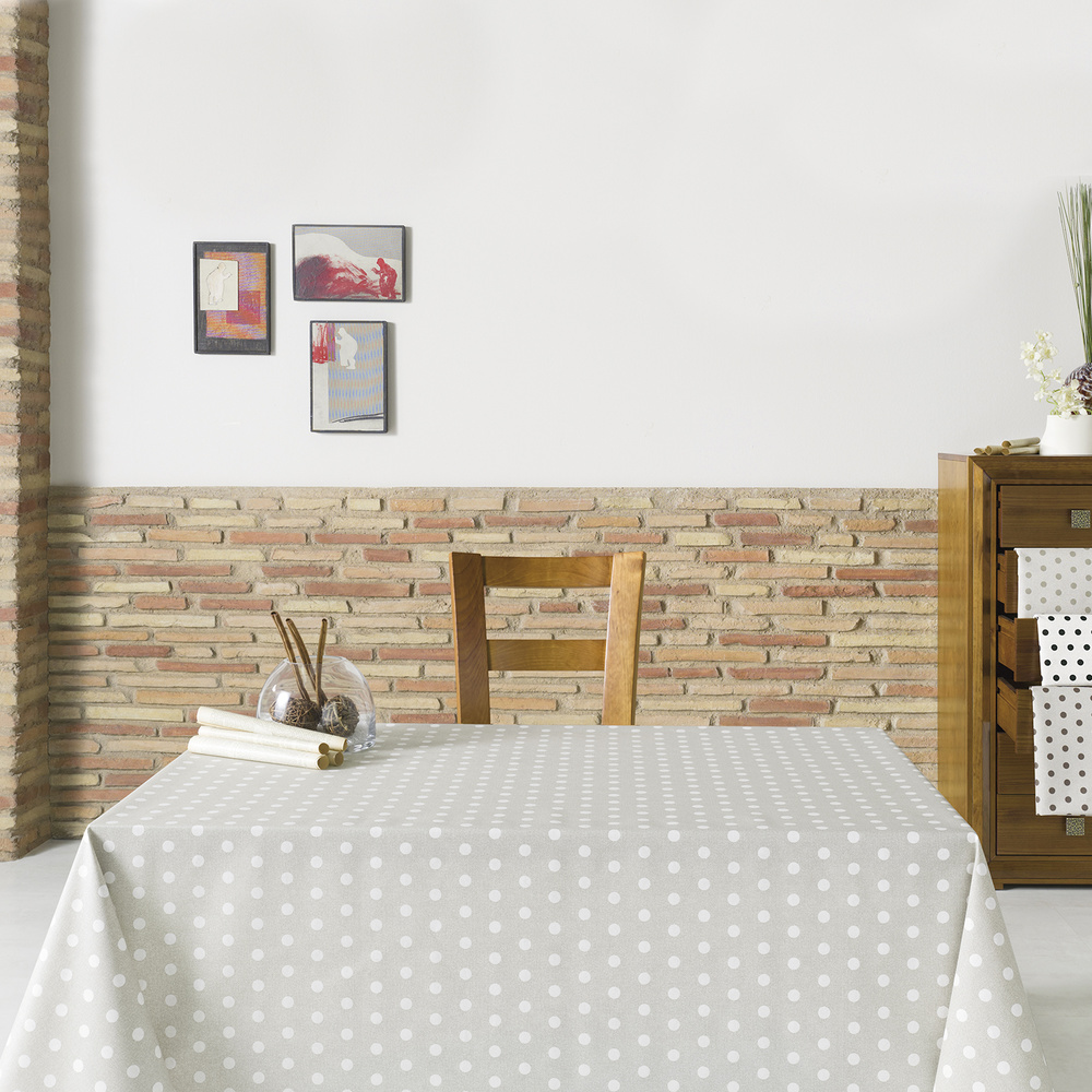 [5542000] Mantel Antimanchas Textil Puntini Beige Rollo 1,4 x 25 metros
