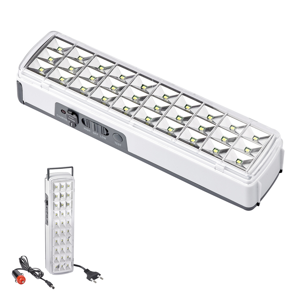 [19041036] Linterna LED / Lampara De Emergencia Con enchufe / Recargable (1.200 mAh) 150 Lumenes Con Asa y Cargador De Coche