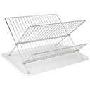 Escurreplatos Plegable Con Rejilla De Acero Cromado Y Bandeja De Secado, 2 Niveles