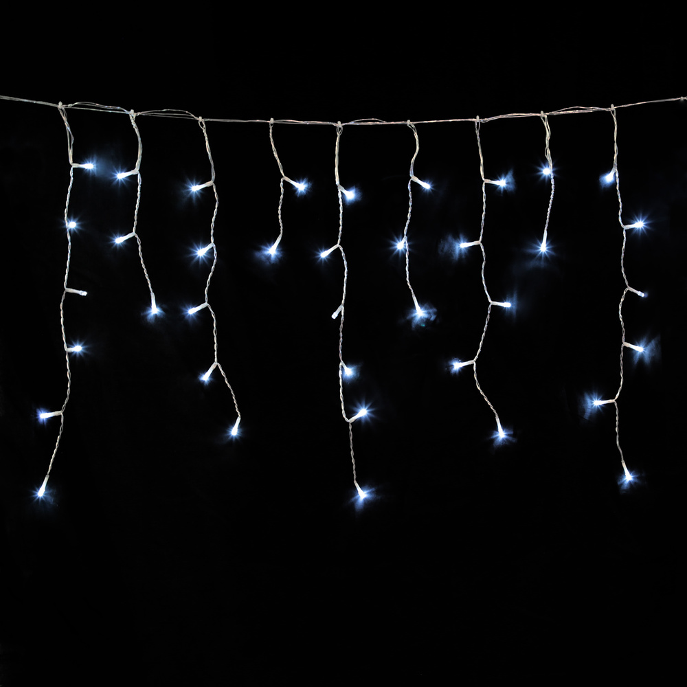 Guirnalda Luces Navidad Cortina 5x1 Metros 182 Leds Blanco Frio. Luz Navidad Interiores y Exteriores Ip44. Cable Transparente