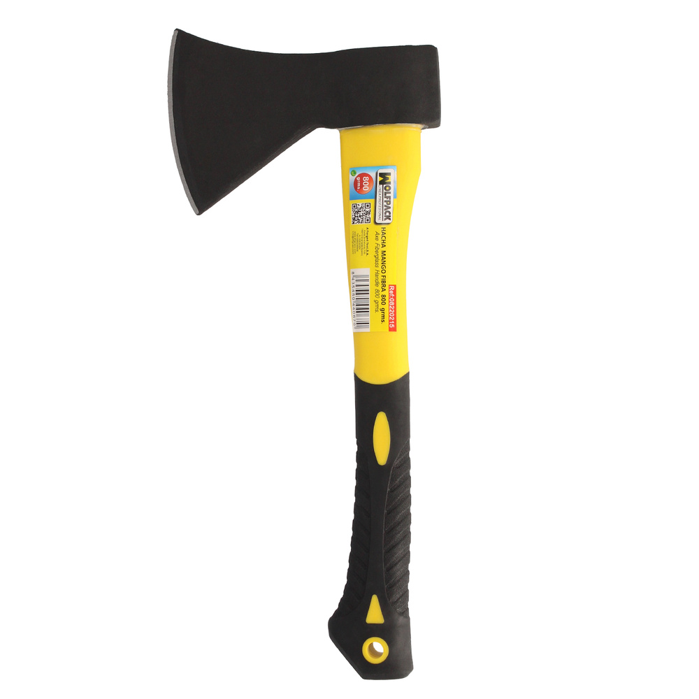 [8220215] Hacha Cabeza 800 Gramos Forjada, Con Mango De Fibra De Vidrio, Hacha Leña, Hacha Ramas, Ligera y Resistente