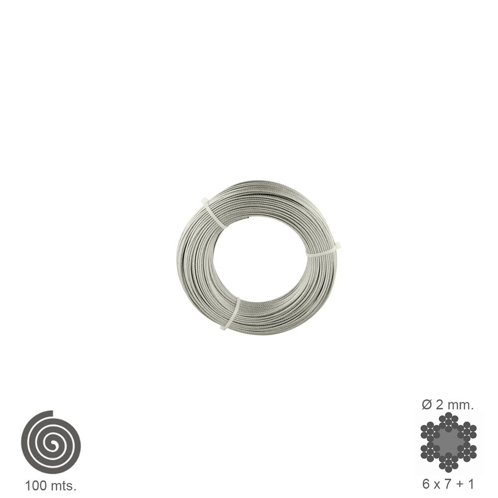 [1120001] Cable Galvanizado   2 mm. (Rollo 100 Metros) No Elevacion