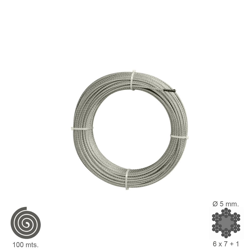 [1120004] Cable Galvanizado   5 mm. (Rollo 100 Metros) No Elevacion