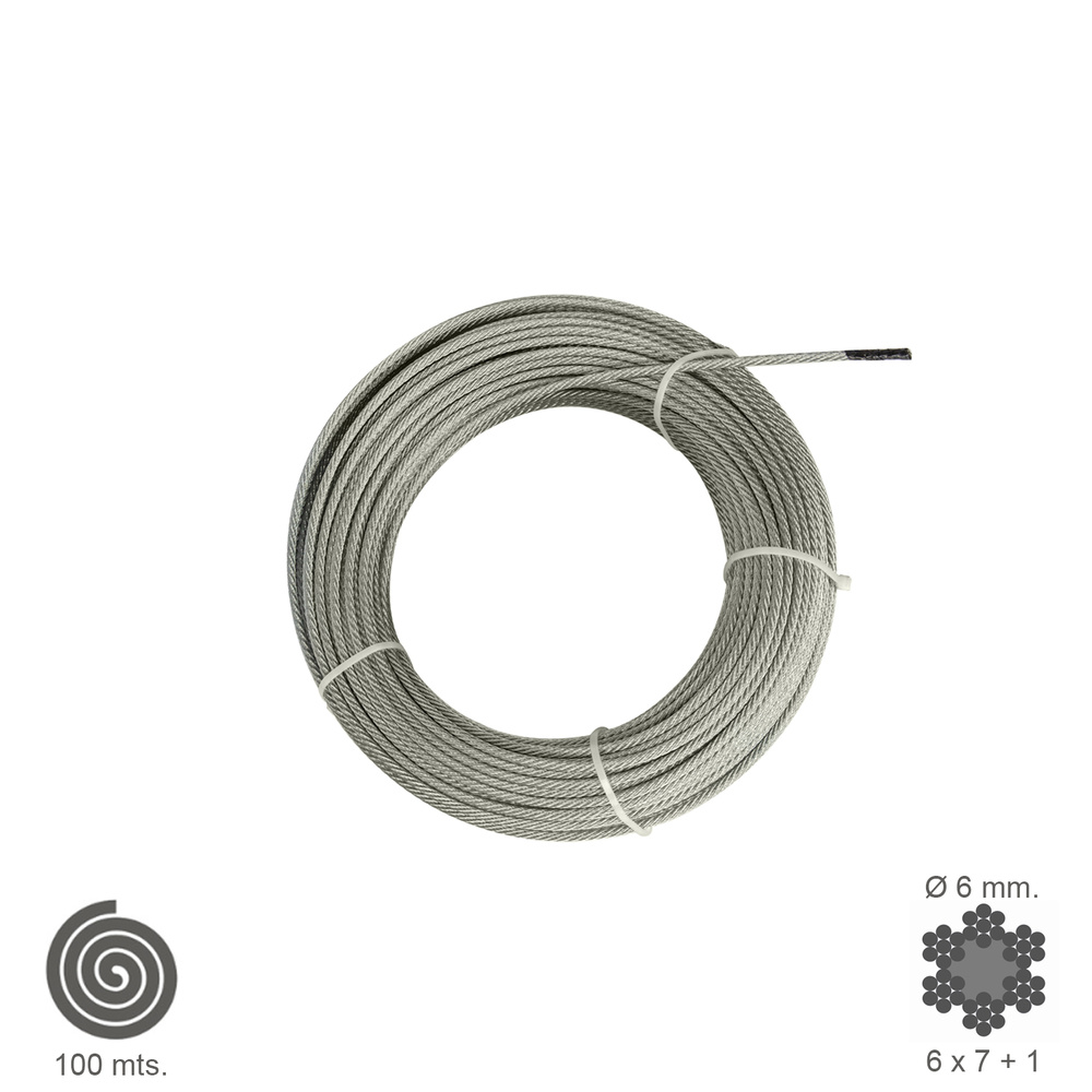 [1120005] Cable Galvanizado   6  mm. (Rollo 100 Metros) No Elevacion