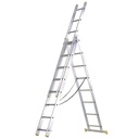 Escalera Aluminio 3 Tramos 9+9+9 Peldaños.Plegable, Telescópica, Antideslizante, Resistente.