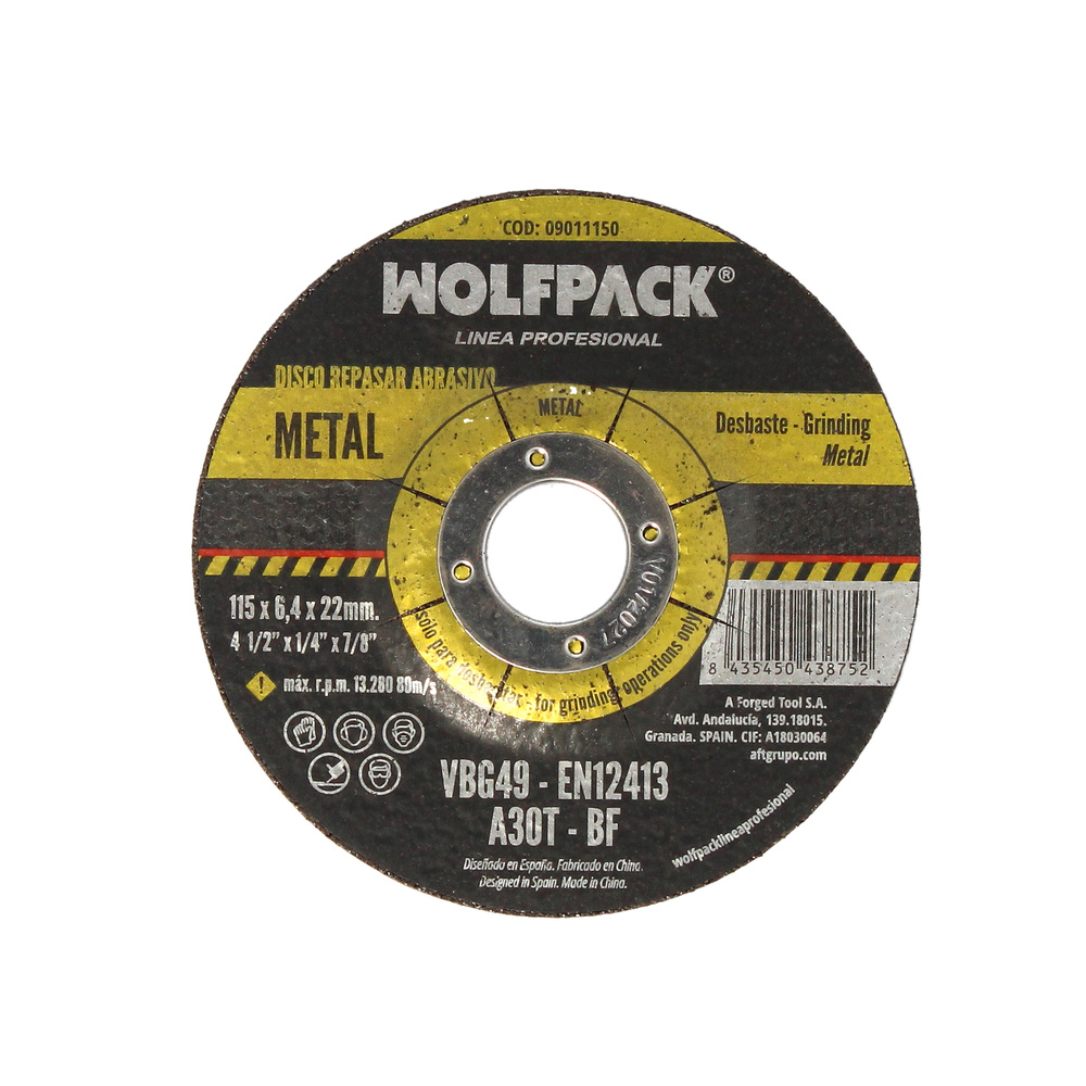 [9011150] Disco Repasar Abrasivo Ø 115 x Ø 22 mm. Espesor 6,4 mm. Disco Radial / Amoladora Universal Compatible Con Todas Las Amoladoras