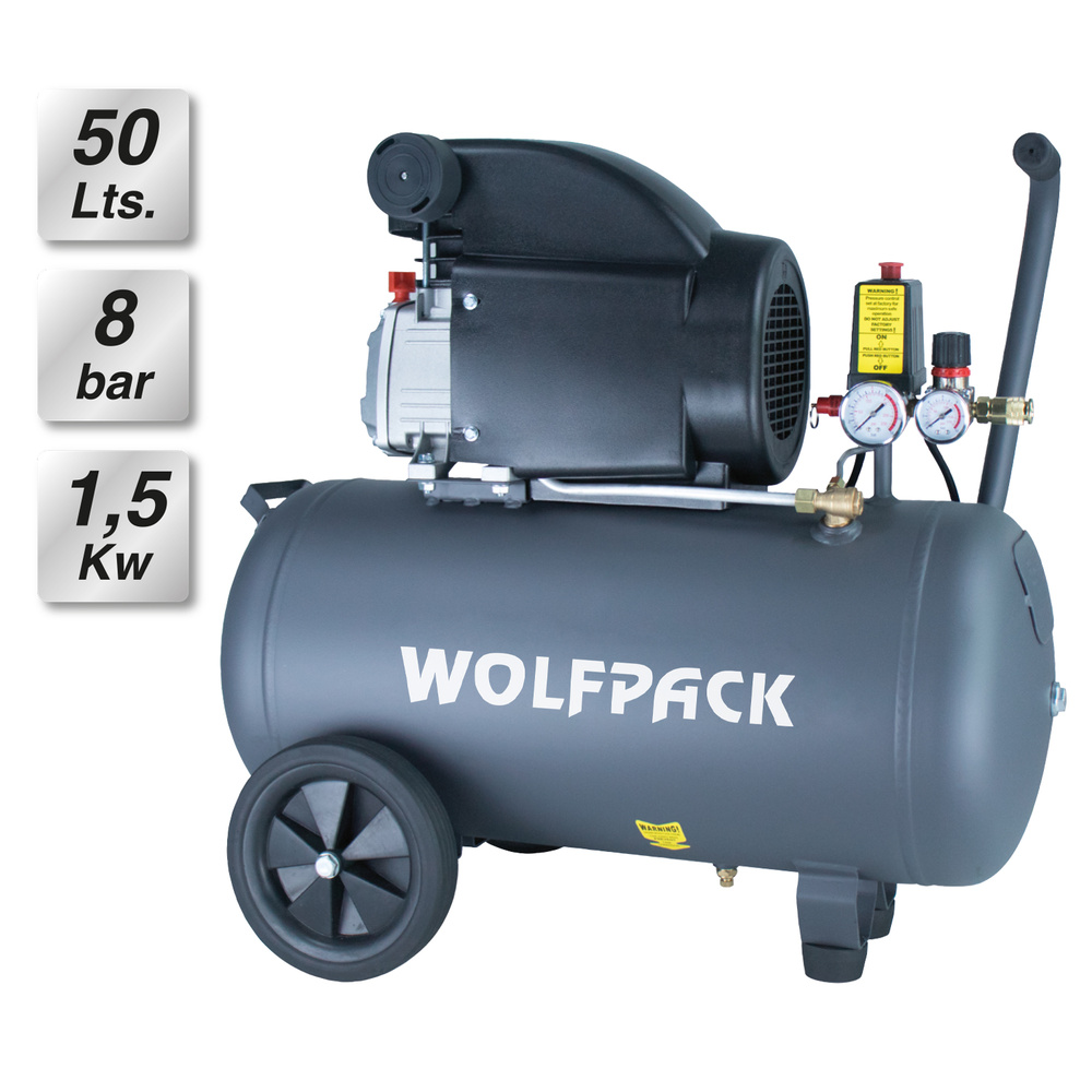 [17020071] Compresor Aire Wolfpack 50 Litros / 8 Bares / 1,5 Kw - 2,0 HP
