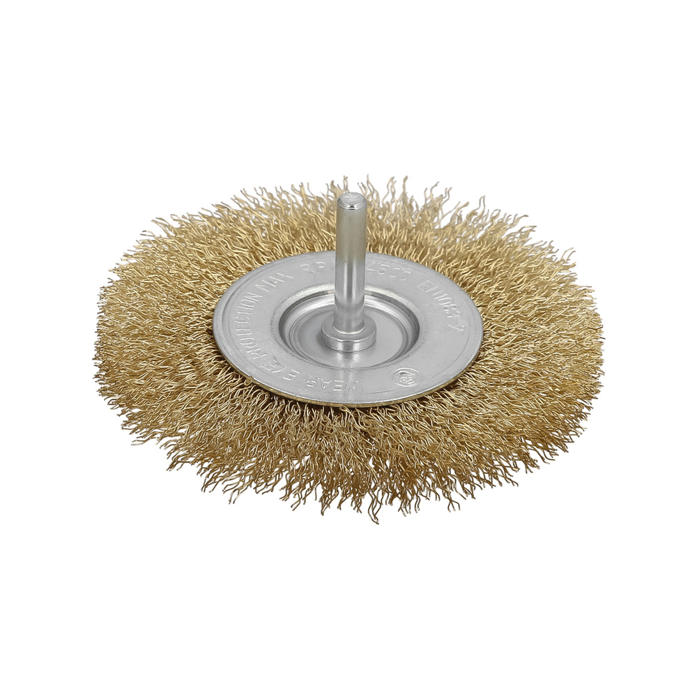 [9100710] Cepillo Acero Latonado Para Taladro. Disco Ø 100 mm. Espiga 1/4" Cepillo Taladro Alambre Latón, Cepillo Limpieza, Cepillo Pulir.