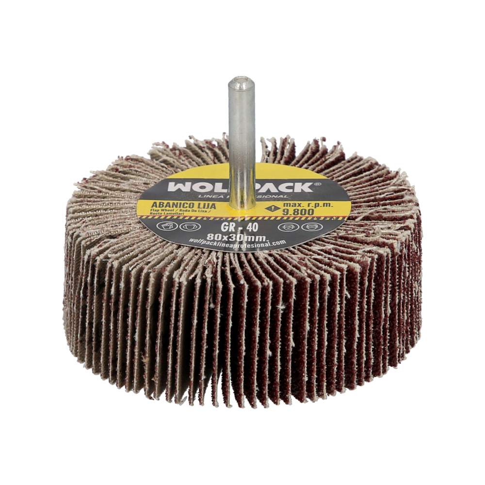 [9011680] Abanico Lija Grano 40 Medida Ø 80 x 30 mm. Disco Abrasivo Laminas, Ruedas Mil Hojas, Ruedas Abrasivas,Lijado,Desbaste,Pulir