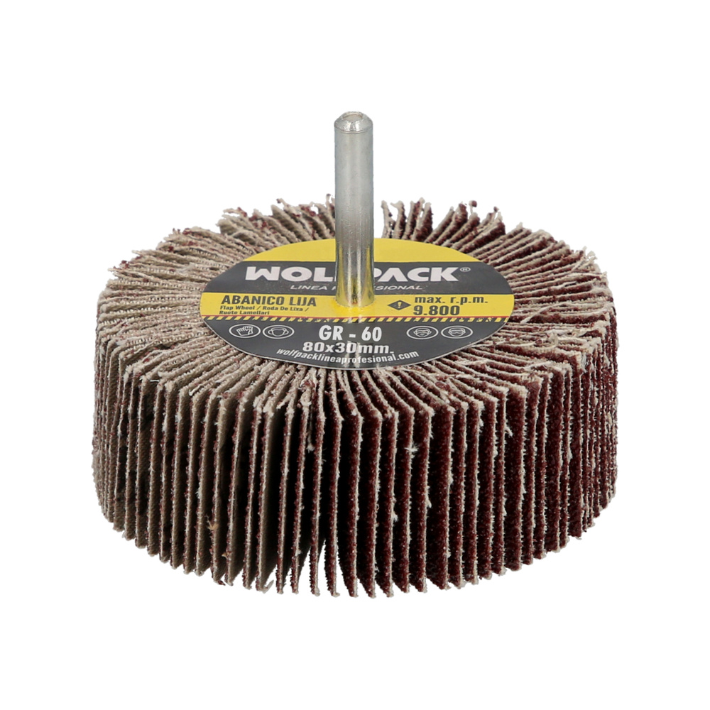 [9011685] Abanico Lija Grano 60 Medida Ø 80 x 30 mm. Disco Abrasivo Laminas, Ruedas Mil Hojas, Ruedas Abrasivas,Lijado,Desbaste,Pulir