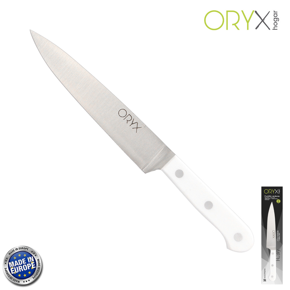 [5800830] Cuchillo Husky Verduras 17 cm. Hoja Acero Inoxidable, Cuchillo Verduras, Cuchillo Cortar Verduras Mango Ergonomico Blanco