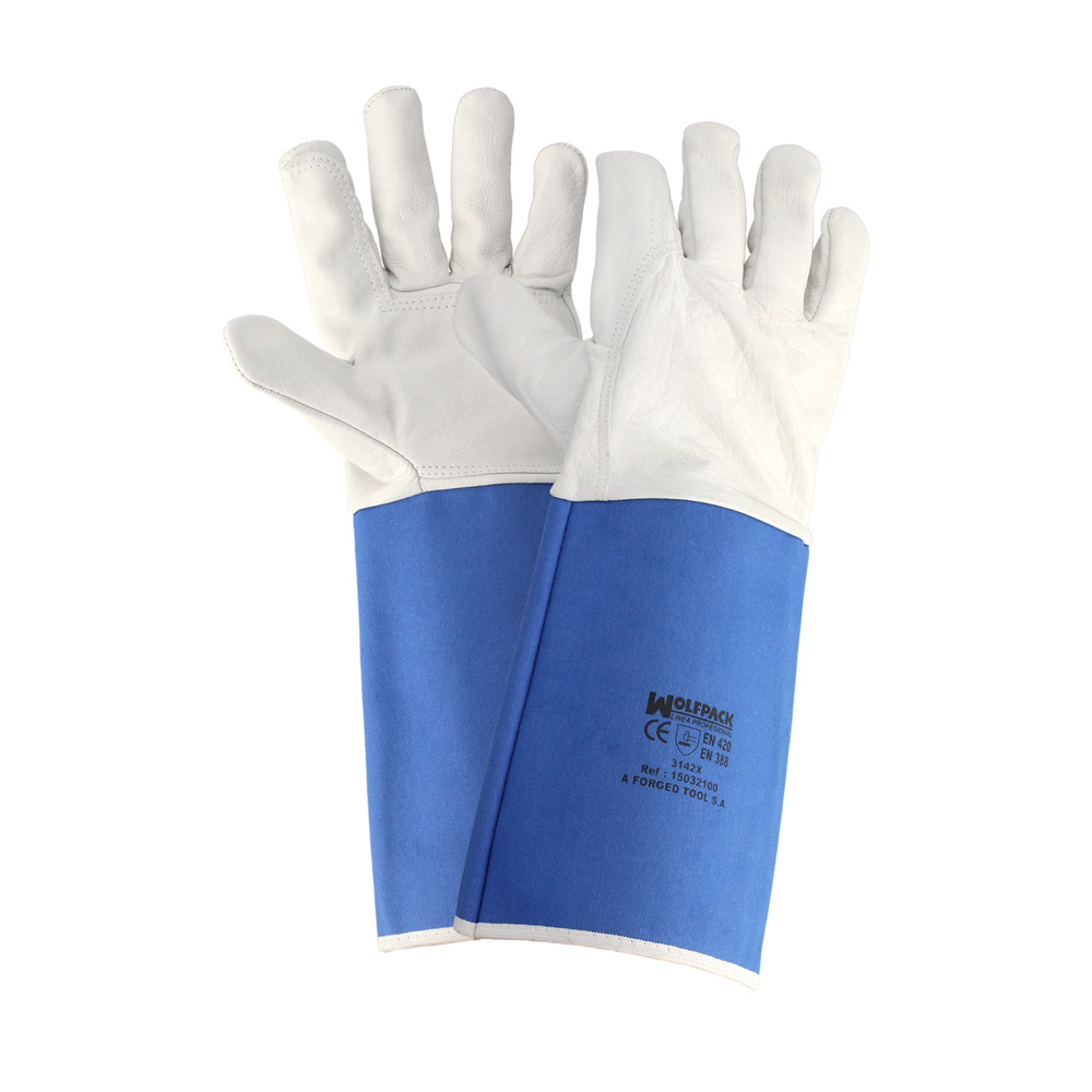 [15032100] Guantes Piel Serraje Largos 40 cm. guante Resistente, Guante Comodo, Guantes De Trabajo, (Par)