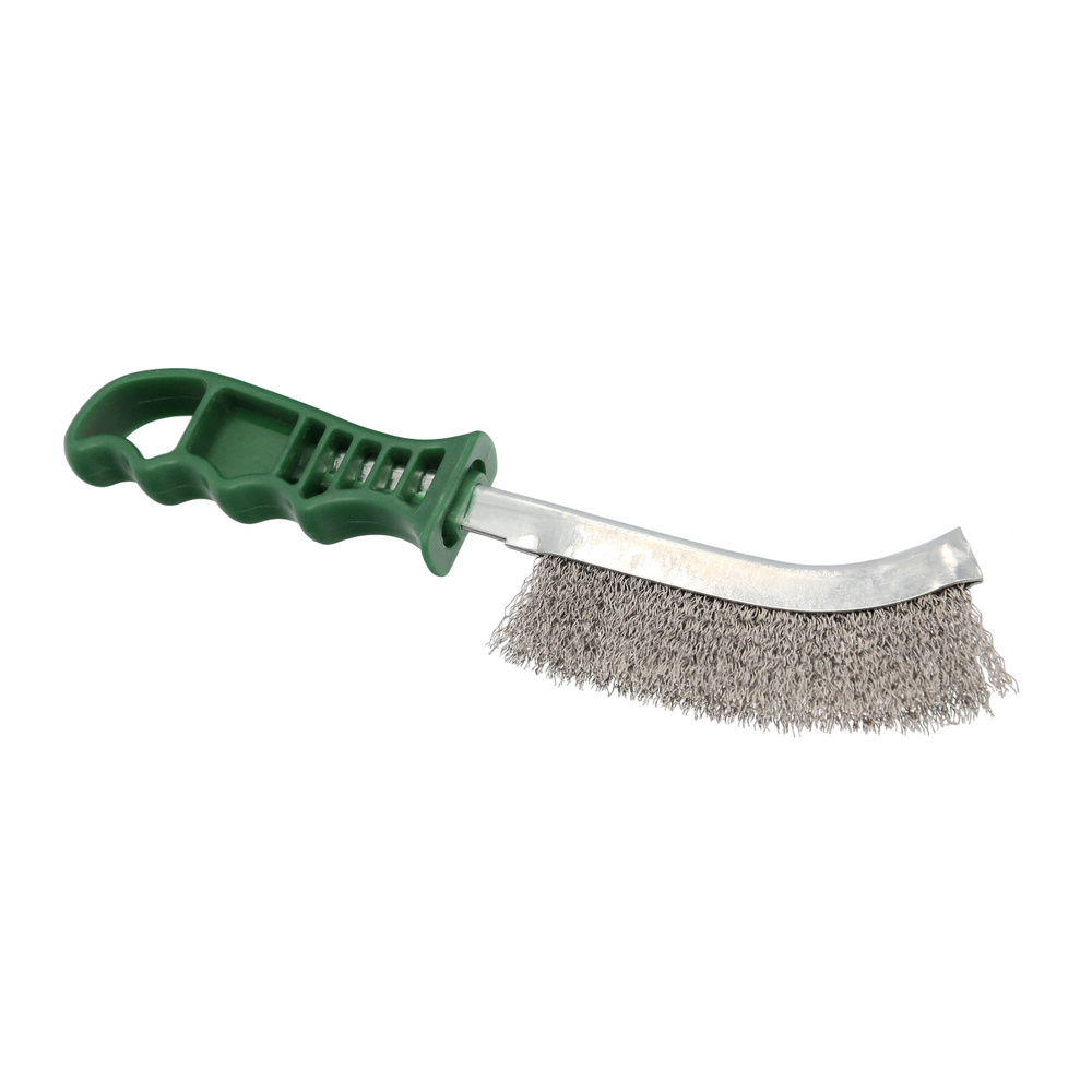 [9100582] Cepillo Acero Inoxidable Mango Verde 25 cm. Cepillo Eliminación Oxido, Pintura, Pulido De Metales.