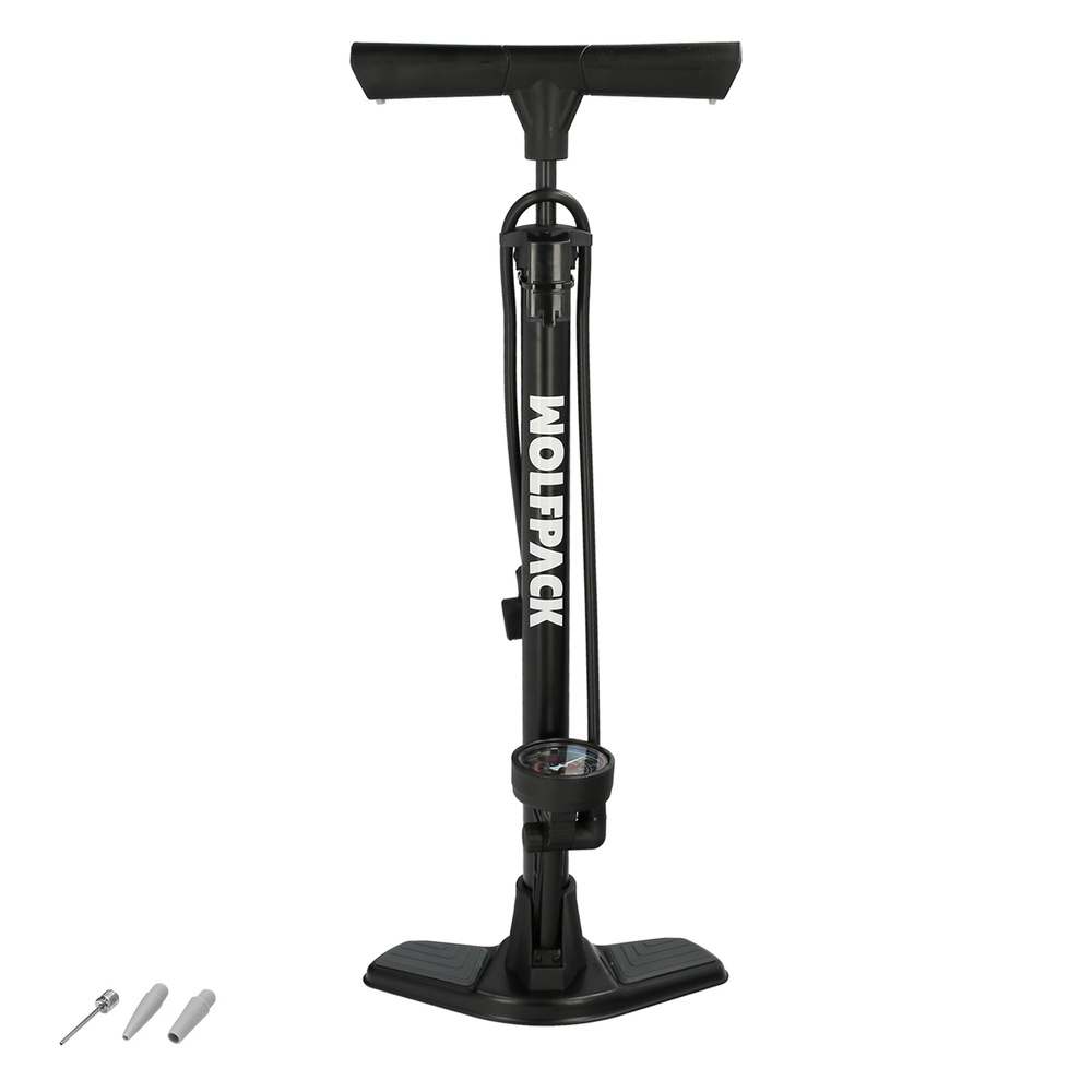 [5230187] Bomba Aire Con Manometro 8 Bares Cuerpo y Pies Acero, Valvulas SCHRADER y PRESTA con Adaptadores. Bomba Bicicletas, Bomba coches