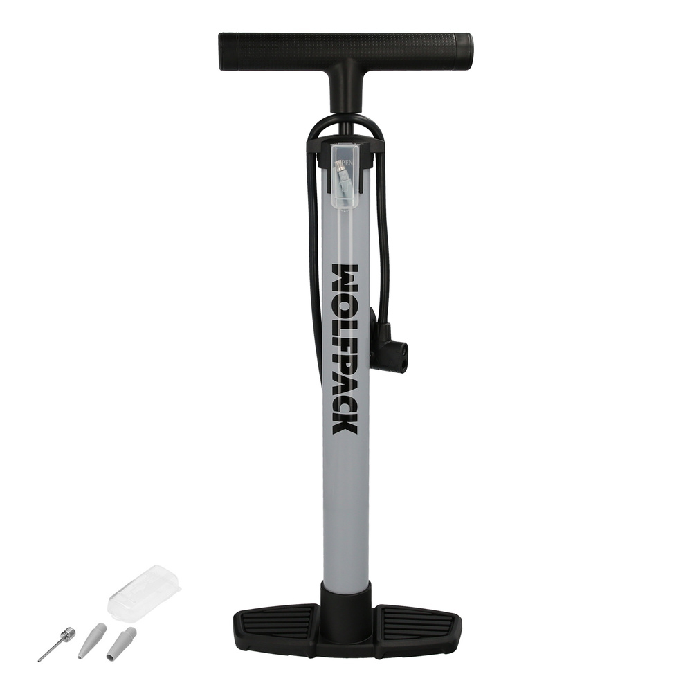 [5230192] Bomba Aire 5,5 Bares Cuerpo Acero, Valvulas SCHRADER y PRESTA con Adaptadores. Bomba Bicicletas, Bomba coches