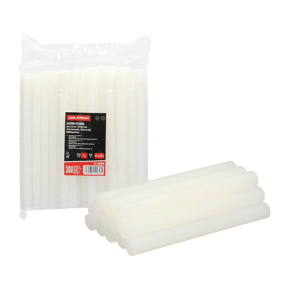 [14050199] Barras De Pegamento Caliente Ø 11,2 mm. bolsa De 1 Kg. Barras Silicona, Pegamento Pistola Termofusible, Silicona Pistola