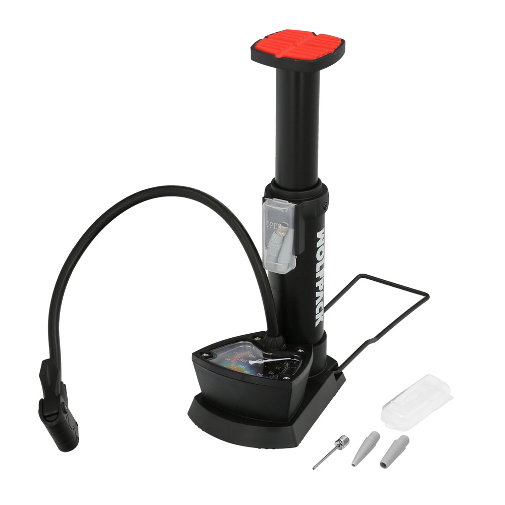 [5230197] Bomba Aire Pie / Pedal Con Manometro 6  Bares Cuerpo Acero, Valvulas SCHRADER y PRESTA con Adaptadores. Bomba Bicicletas, Motos