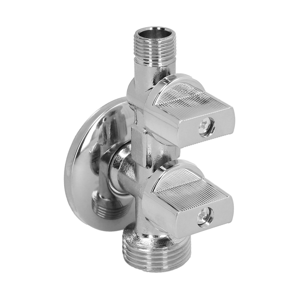 [4020010] Llave De Escuadra Doble Salida 3/4" y 3/8". Entrada De 1/2". Llave De Paso Doble, Llave Angular Doble, Toma Lavadora Doble.