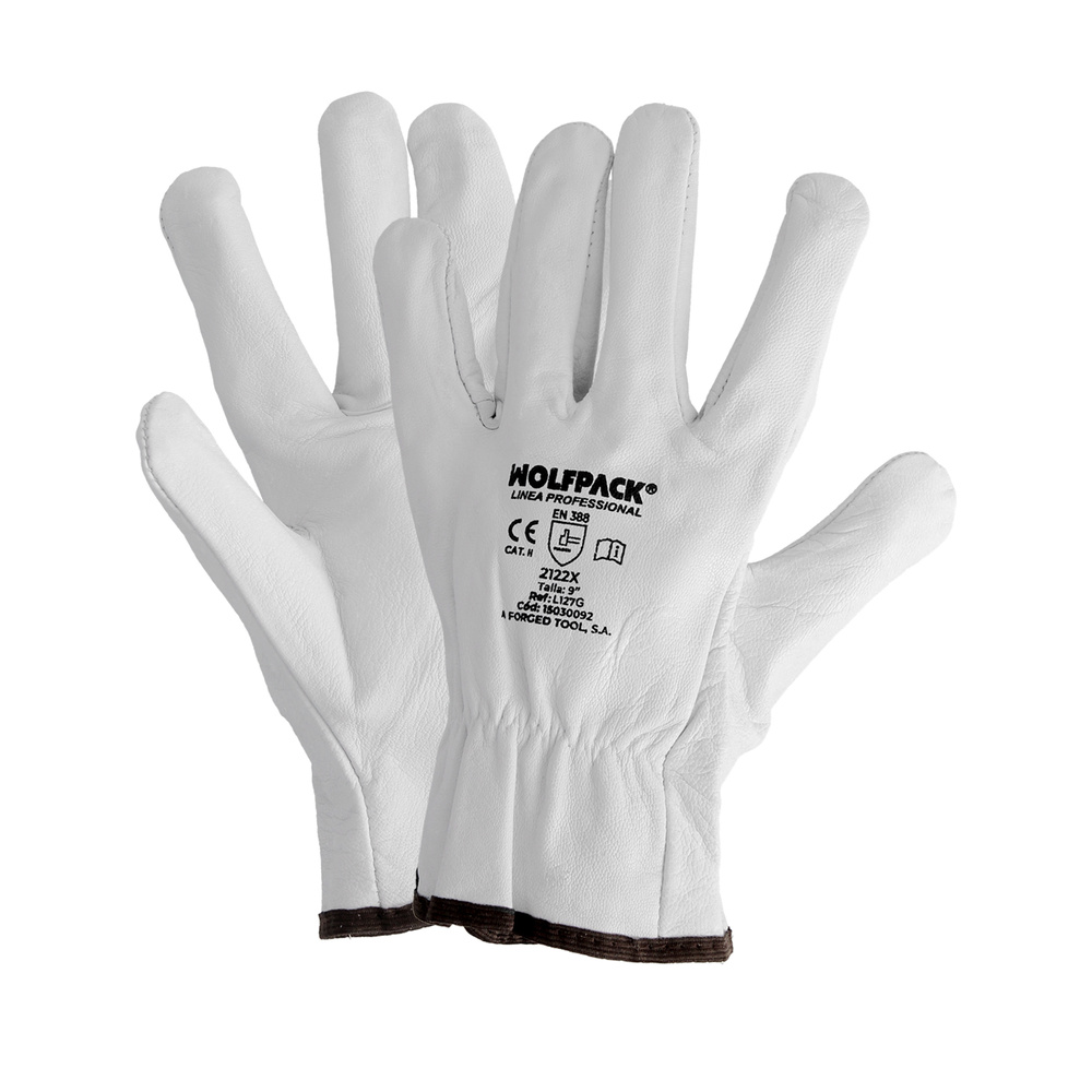 [15030091] Guantes De Trabajo De Piel Flor De Vacuno, Proteccion Laboral, Riesgos Mecanicos, Guantes De Seguridad De Cuero. Talla 8" (Par)