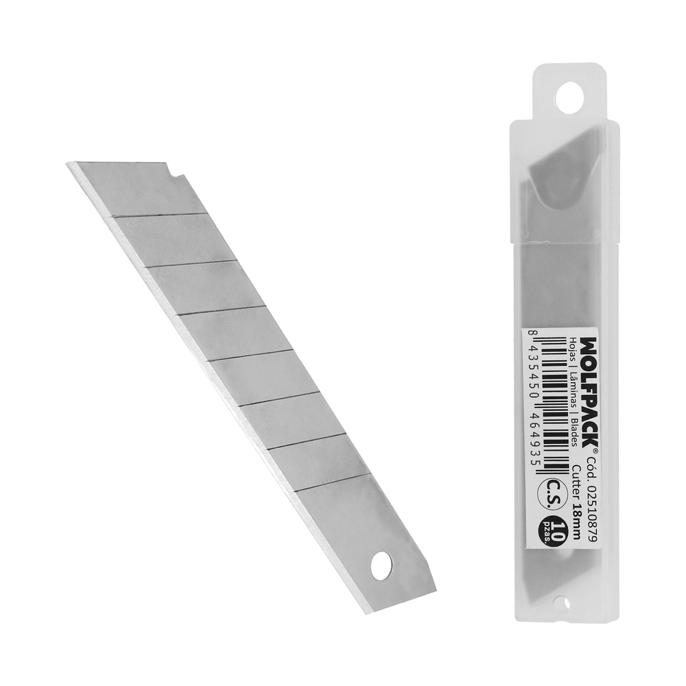 [2510879] Hoja Cutter 18 mm. (Estuche 10 Piezas) Acero al Carbono.