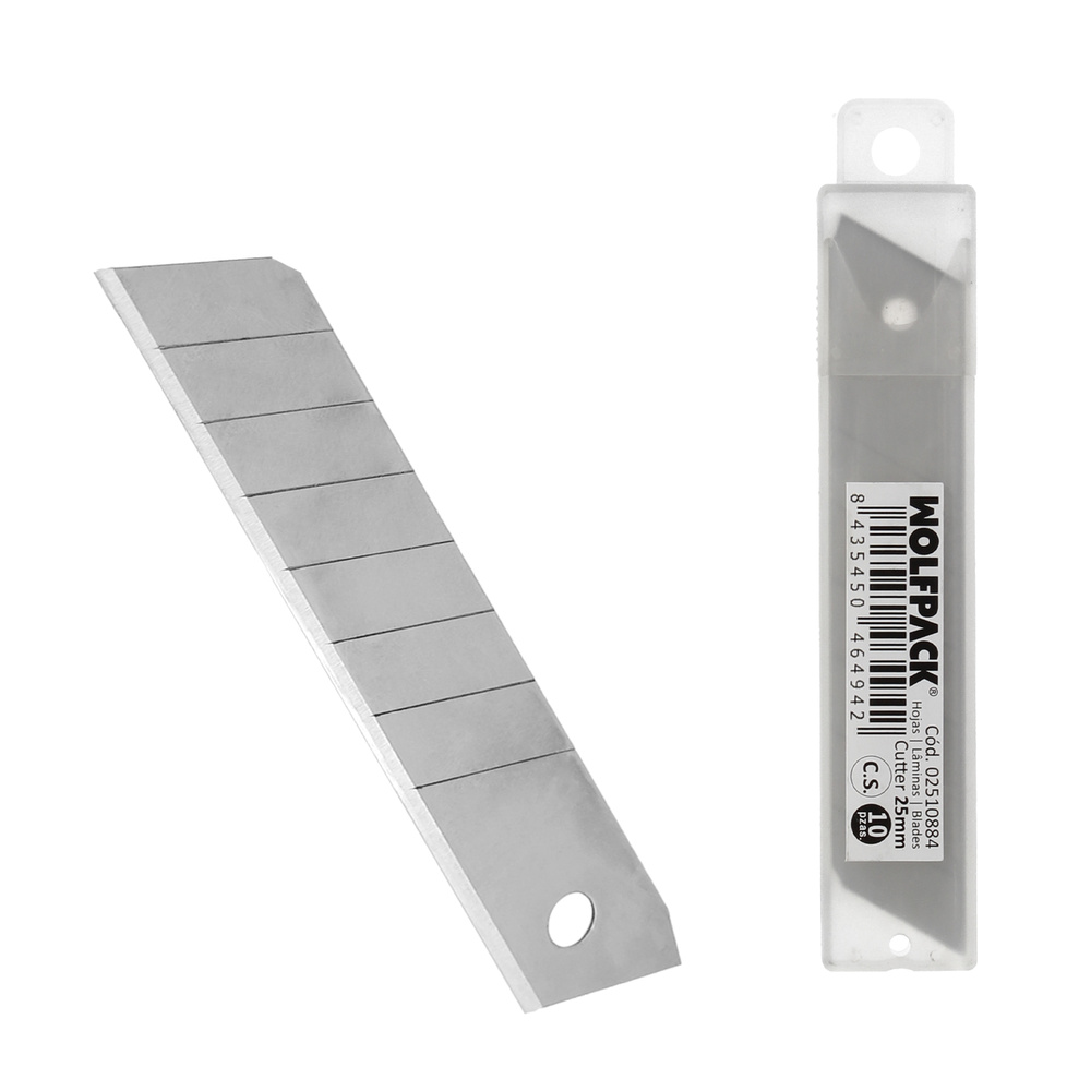 [2510884] Hoja Cutter 18 mm. (Estuche 10 Piezas) Acero al Carbono.