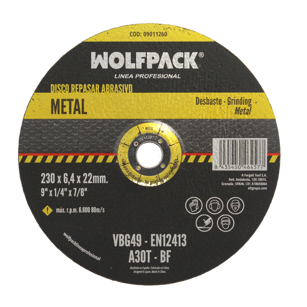 [9011260] Disco Repasar Abrasivo Ø 230 x Ø 22 mm. Espesor 6,4 mm. Disco Radial / Amoladora Universal Compatible Con Todas Las Amoladoras