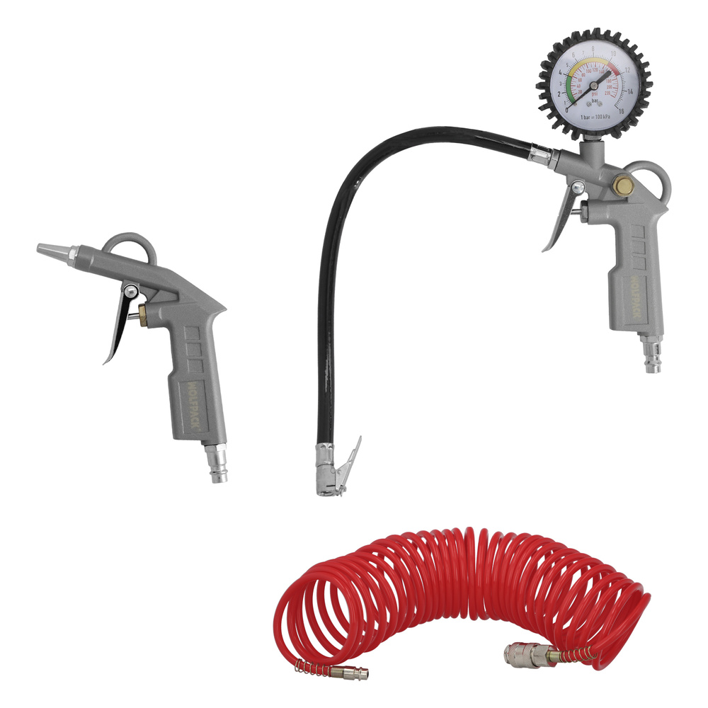 [17020160] Kit Accesorios Para Compresor 3 Piezas Con Enganche Rapido, Juego de Herramientas Neumaticas Para Compresor.