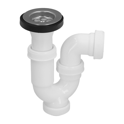 [4116160] Sifon Curvo Extensible Con Valvula y Tapon 1 1/2" Ø 40 Mm