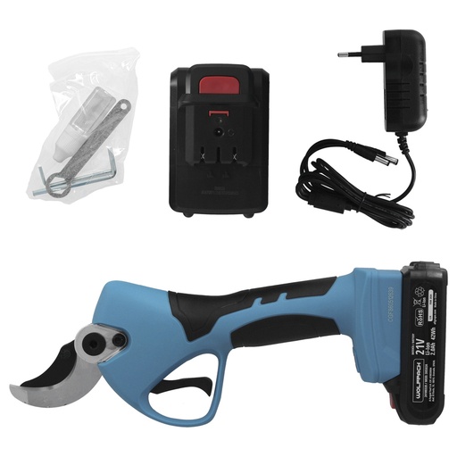 [7020725] Tijeras Podar A Bateria 21 Volt. Con 2 Baterias 2 A/h Mango Engomado, Ø Corte 40 mm.Con Maletín