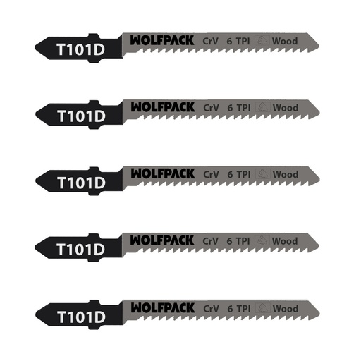 [7120130] Hojas Sierra Calar Para Contrachapado Corte Grueso 5 Piezas. Hoja Cromo Vanadio 58. Vastago T Universal