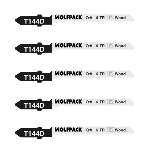 [7120125] Hoja Sierra Calar Para Madera Corte Grueso 5 Piezas. Hoja Cromo Vanadio 58. Vastago T Universal.
