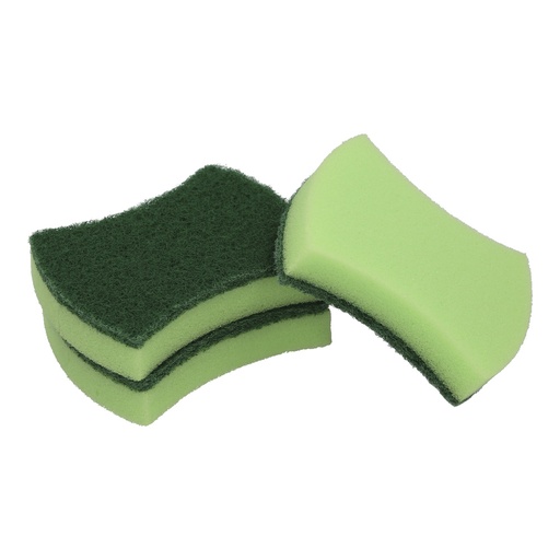 [5478000] Estropajo Verde Con Esponja. Pack 3 Unidades.