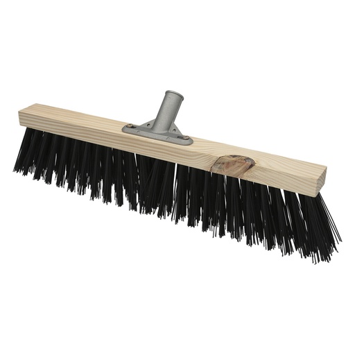 [2222235] Cepillo Barrendero Industrial Fibra Gruesa Polipropileno. Soporte Madera 50 cm. Garra Aluminio. (Sin Mango)