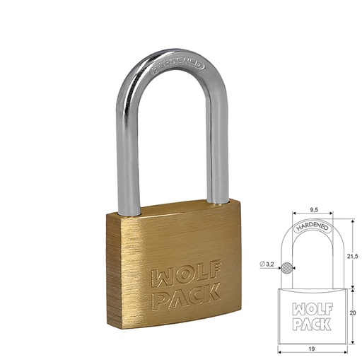 [3100960] Candado Laton Arco Largo 20 mm.