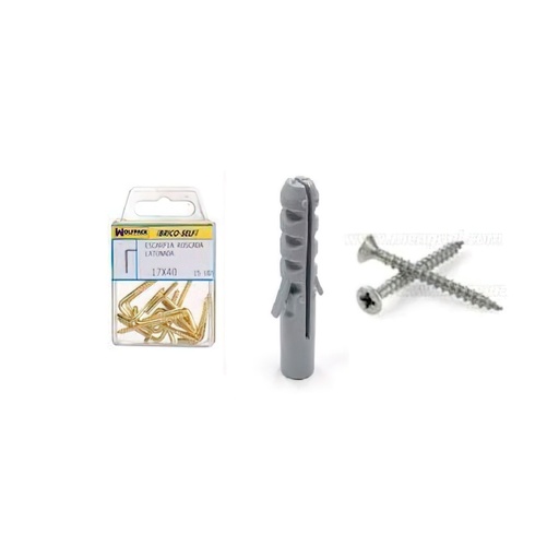 [6200920] Taco Nº 6 Con Tornillos Cabeza Plana Zincado 4,5x40 mm. 8 unidades