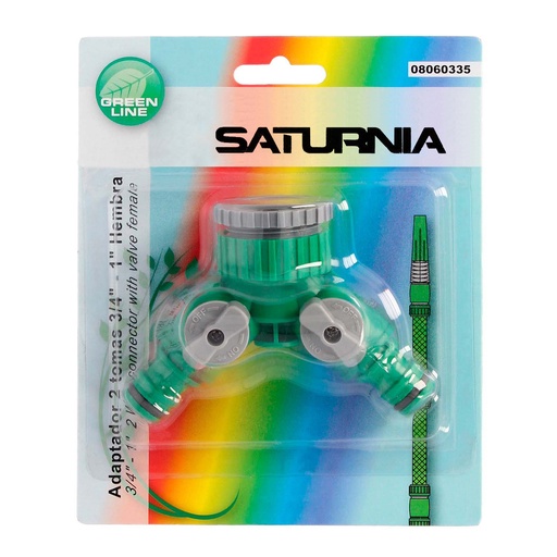 [8060335] Adaptador Manguera Plastico 3/4 - 1" Hembra  con 2 tomas Blister