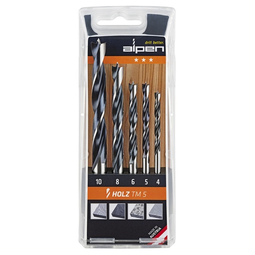 [9084015] Estuche Brocas Alpen Madera   5 Piezas